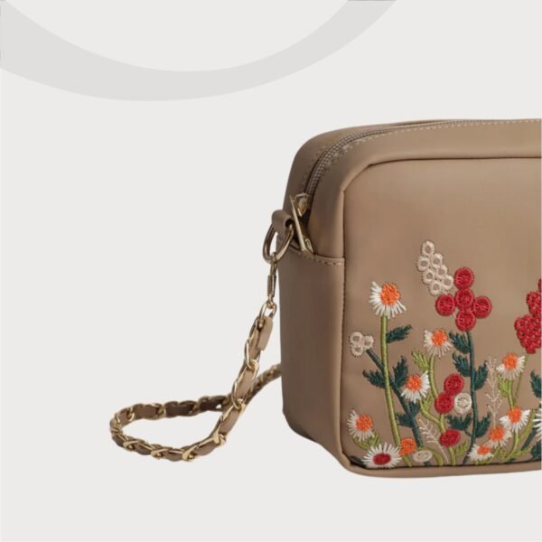 Kashmiri Tulips Sling Bag (Beige)